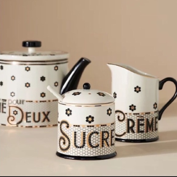 Anthropologie Bistro Tile Sugar Bowl NIB - Picture 3 of 11